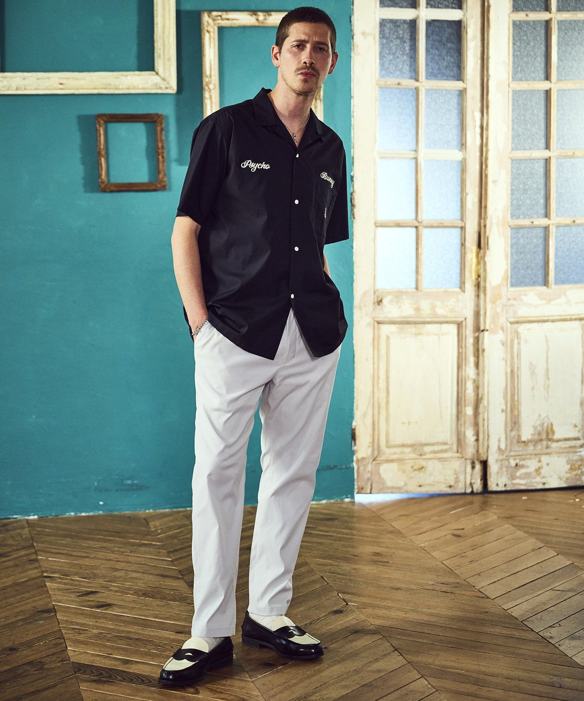 open collar bowling shirt
