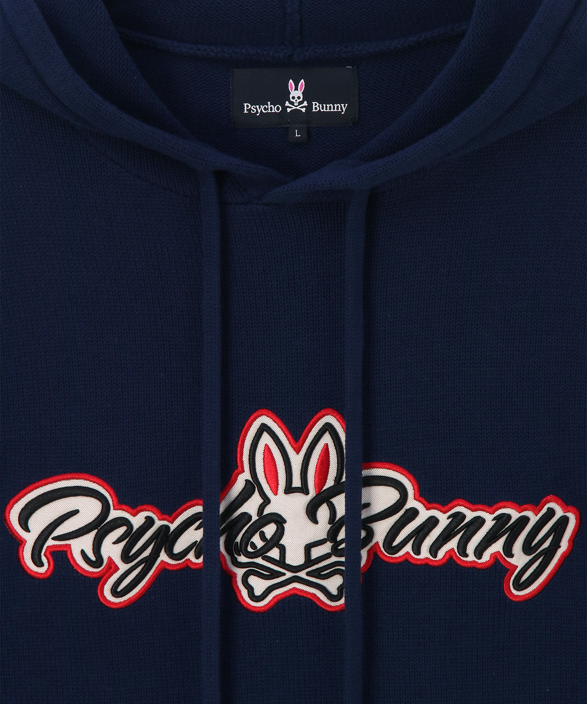 Motif embroidery pullover knit hoodie