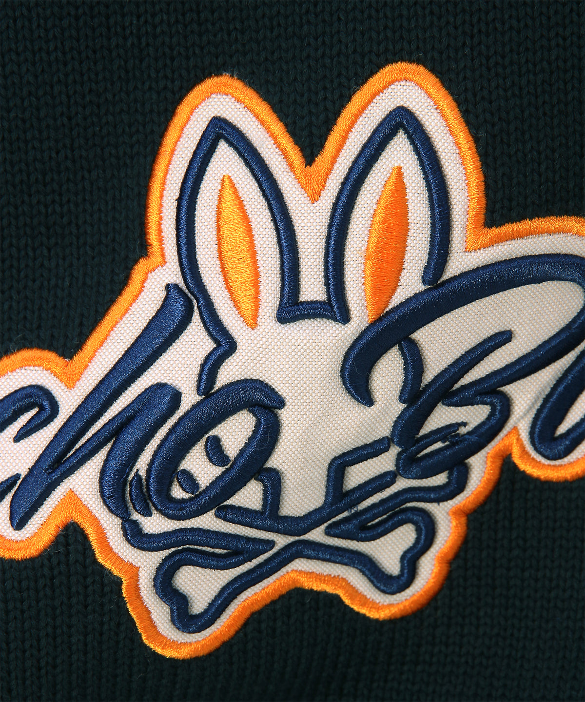 Motif embroidery pullover knit hoodie