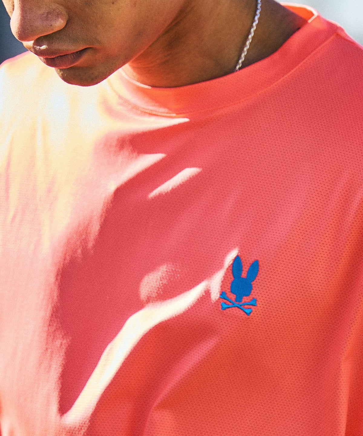Fine mesh relaxed one-point logo T-shirt