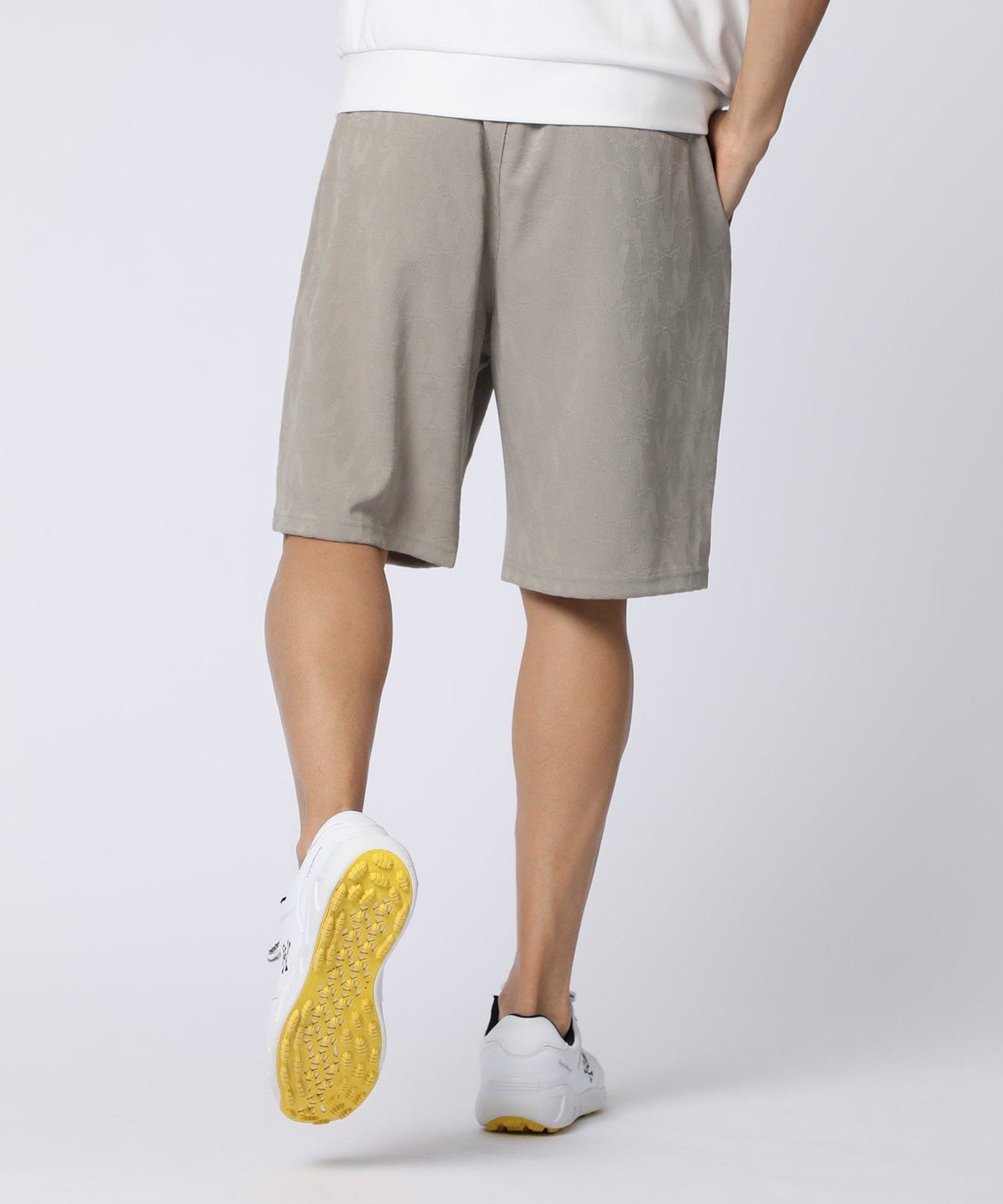 [GOLF]異素材切替シルエットバニージャガード　 ショートパンツ
