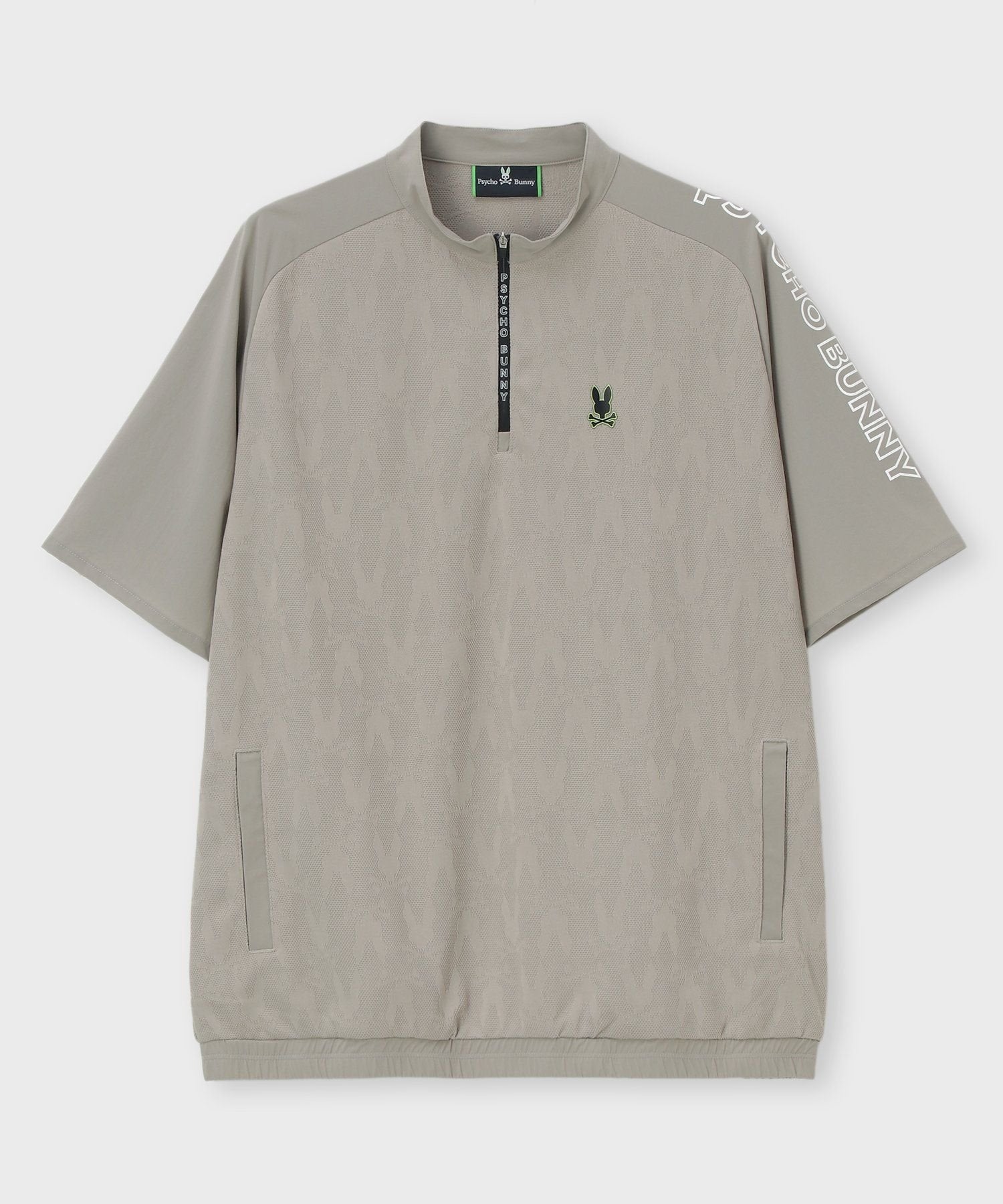[GOLF]異素材切替シルエットバニージャガード　 ハーフジップTシャツ