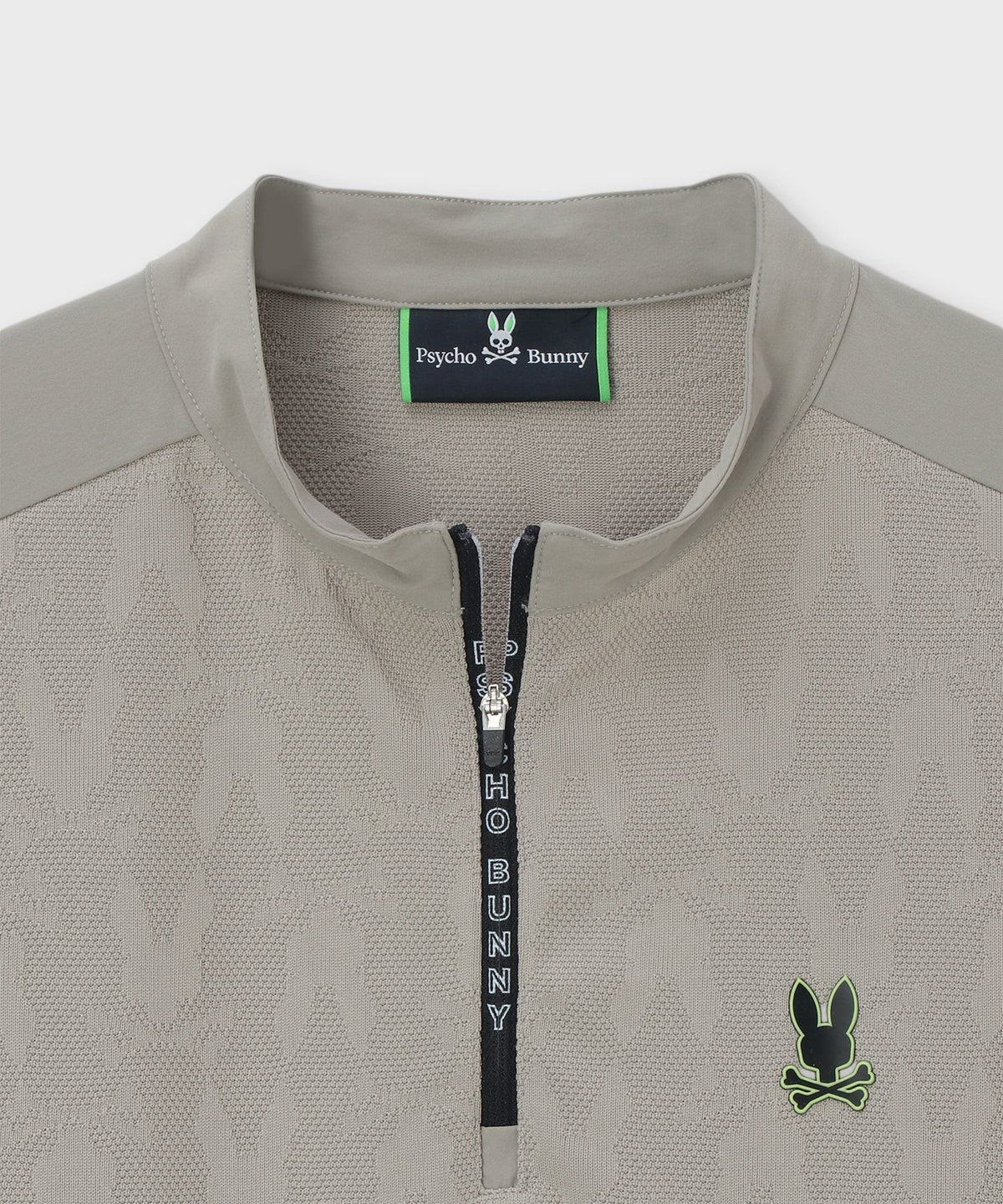 [GOLF]異素材切替シルエットバニージャガード　 ハーフジップTシャツ