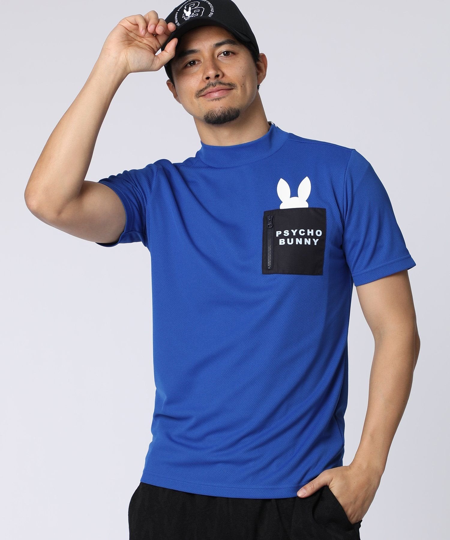 サイコバニーゴルフ　モックネック　ポロシャツ　ハーフパンツ　セットアップ GOLF]ポケットバニー モックネックTシャツ