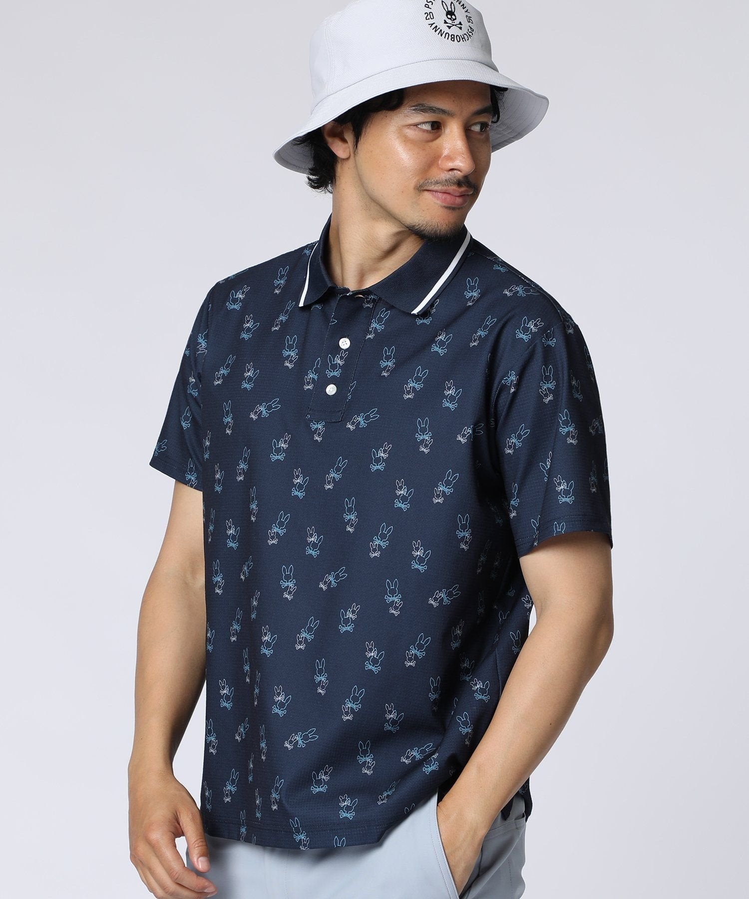 GOLF] DotAirアウトライン2BUNNY 総柄ポロシャツ