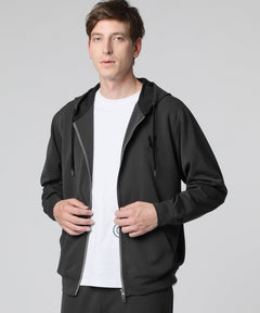 Big silhouette logo cardboard knit zip parka