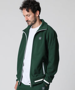 Cardboard line ribbed high collar track jacket