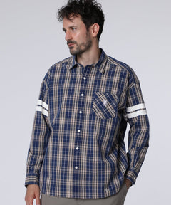 [WEB limited] Peach brushed check shirt