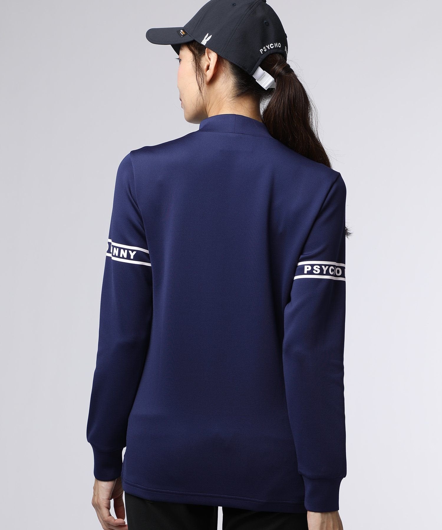 GOLF][WOMEN]ラインスリーブロゴ モックネックTシャツ