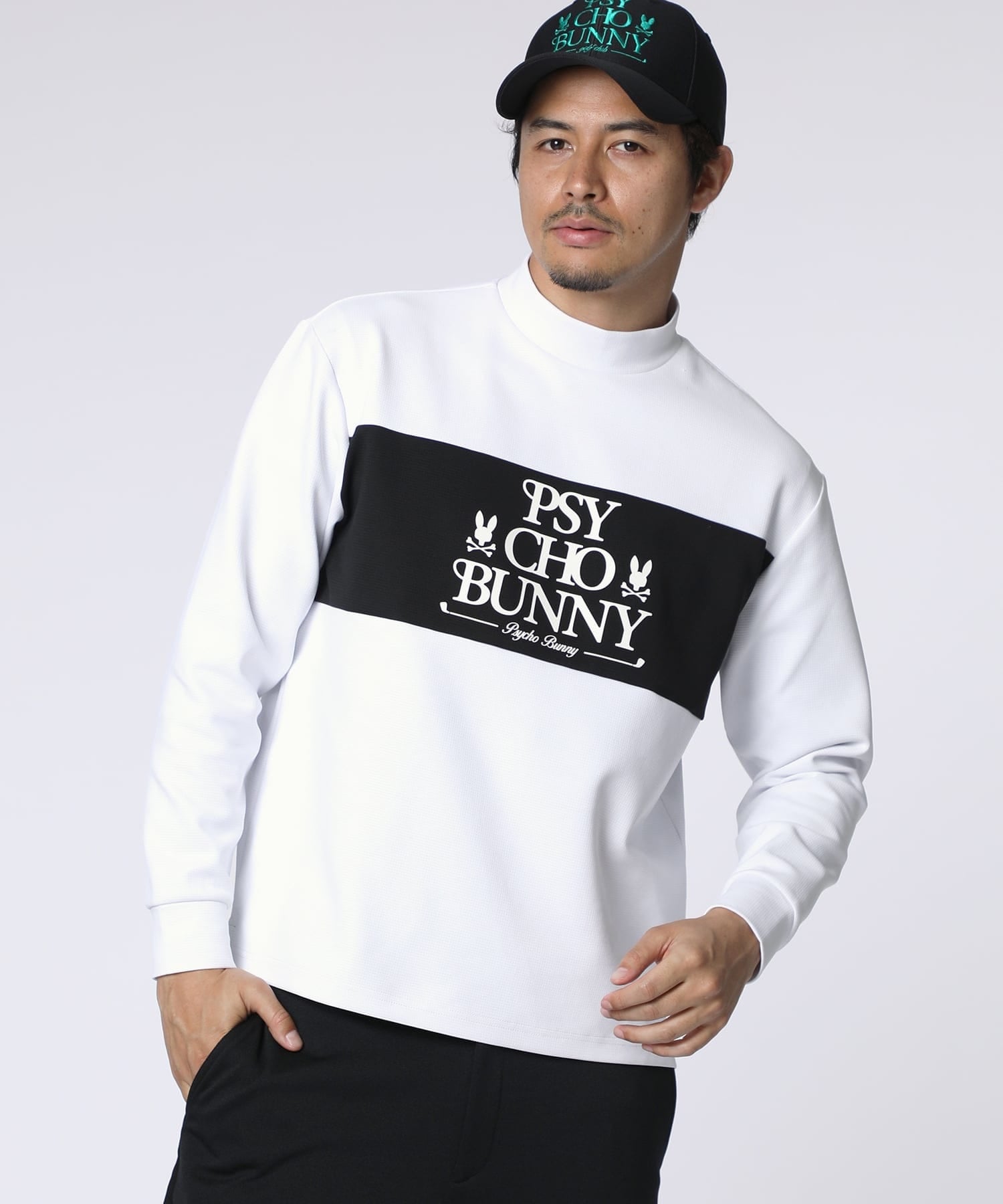 GOLF]モダングラフィック バイカラーモックネックTシャツ