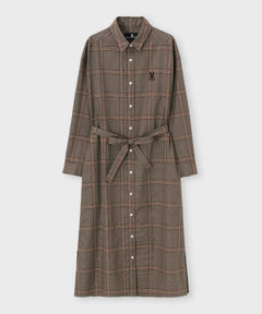 [WOMEN]グレンチェック ベルト付き シャツワンピース