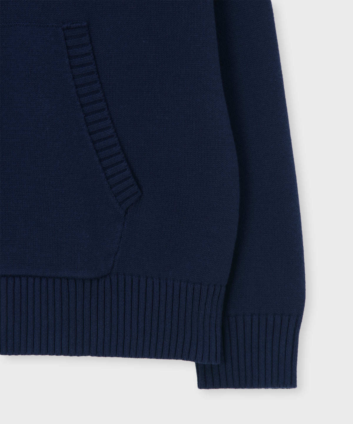 Motif embroidery pullover knit hoodie