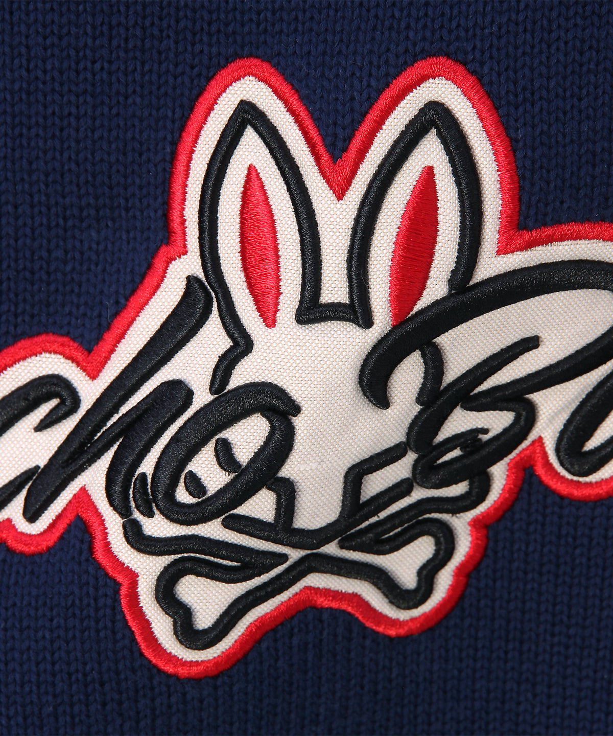 Motif embroidery pullover knit hoodie