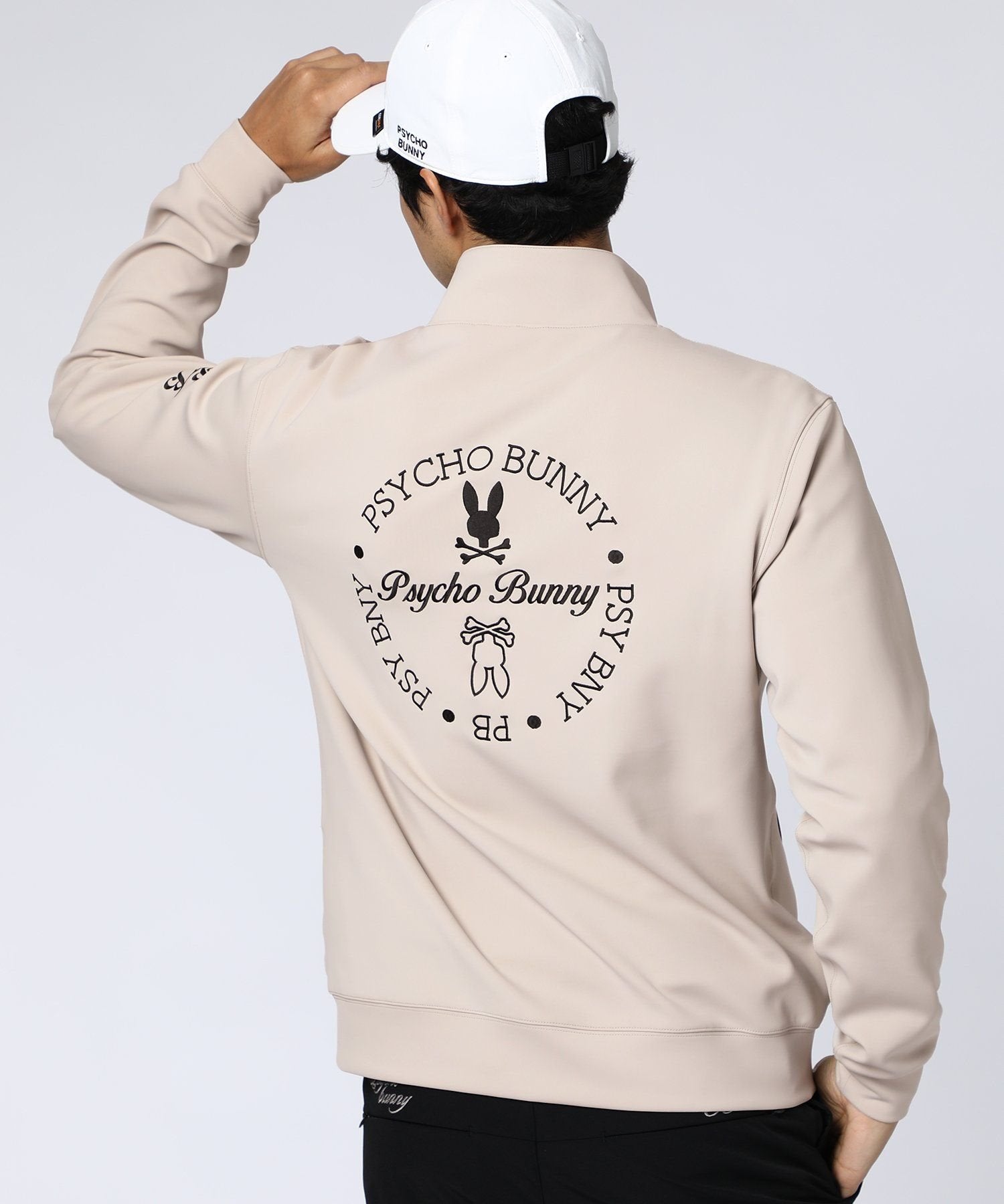 美品 23年モデル PSYCHO BUNNY ダンボールカット セットアップ GOLF]ベアダンボール ハーフZIPスタンドプルオーバー