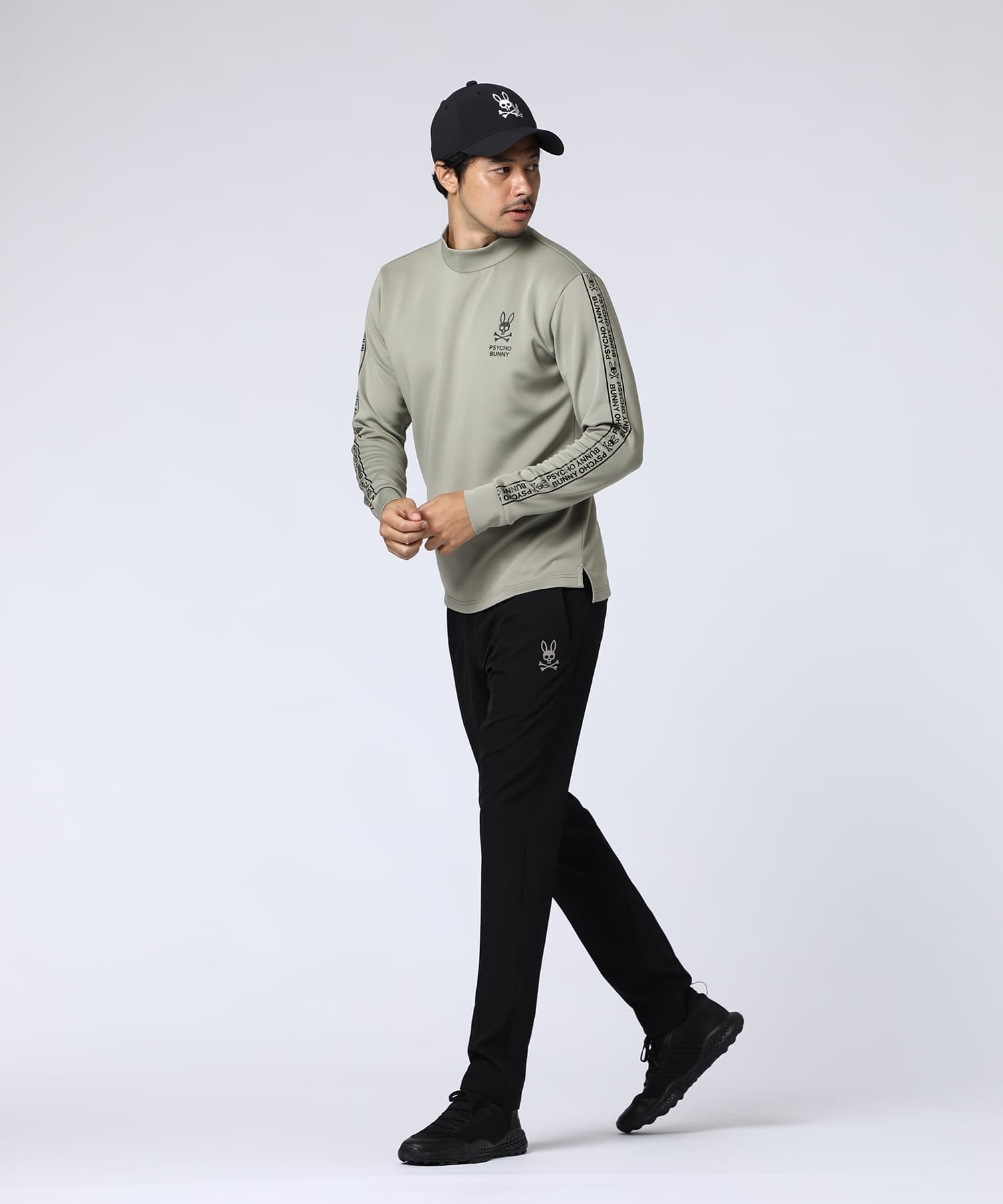 WEB限定]ドライストレッチ 袖ラインロゴモックネックTシャツ
