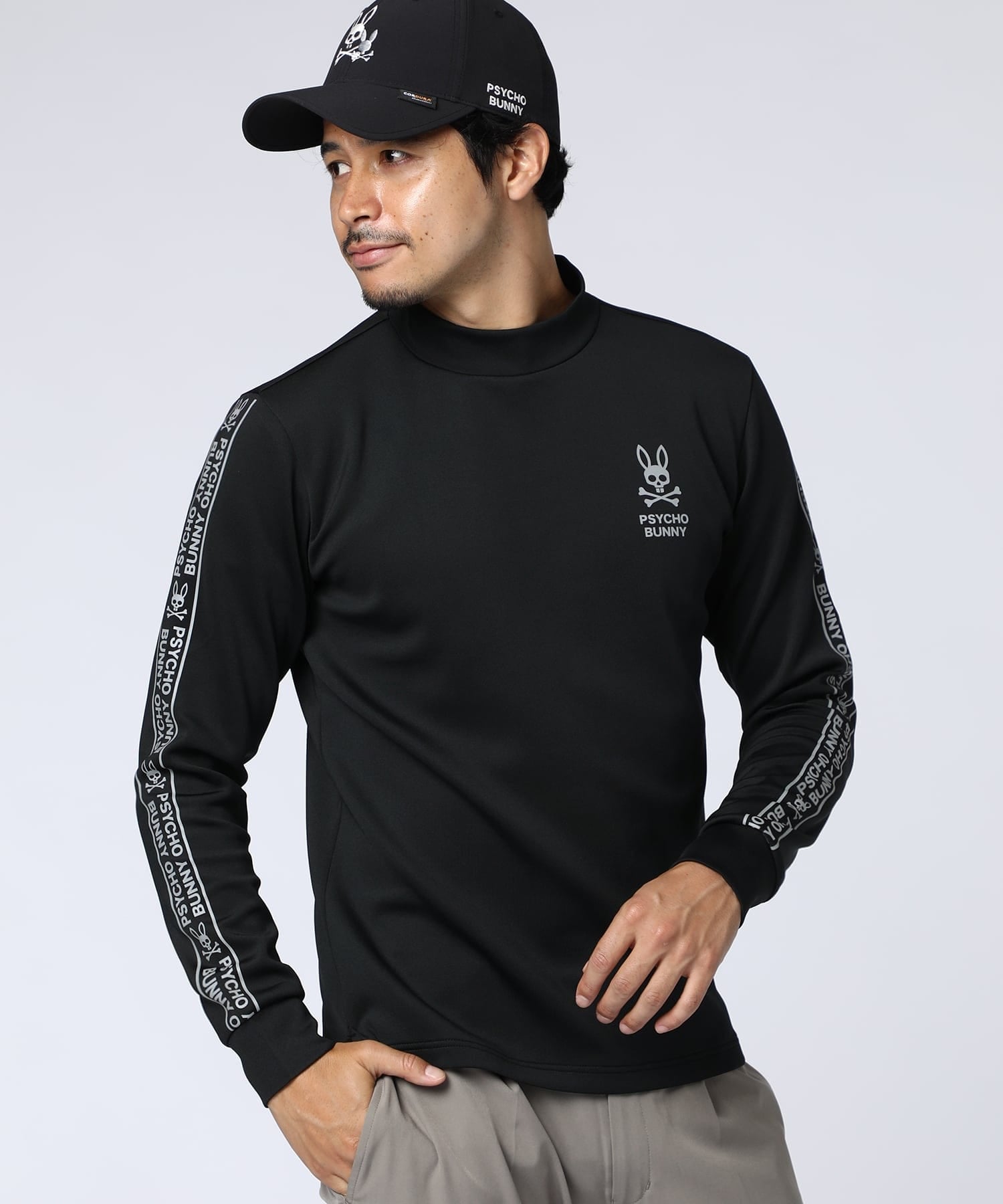 WEB限定]ドライストレッチ 袖ラインロゴモックネックTシャツ