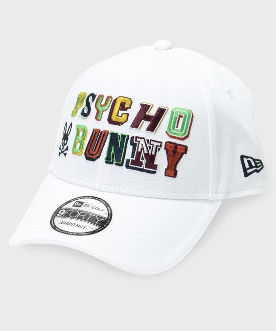 [GOLF]NEW ERA×Psycho Bunny マルチカラーロゴフォント 9FORTY キャップ