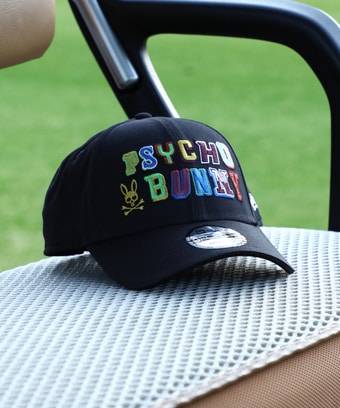 [GOLF]NEW ERA×Psycho Bunny マルチカラーロゴフォント 　　9FORTY キャップ