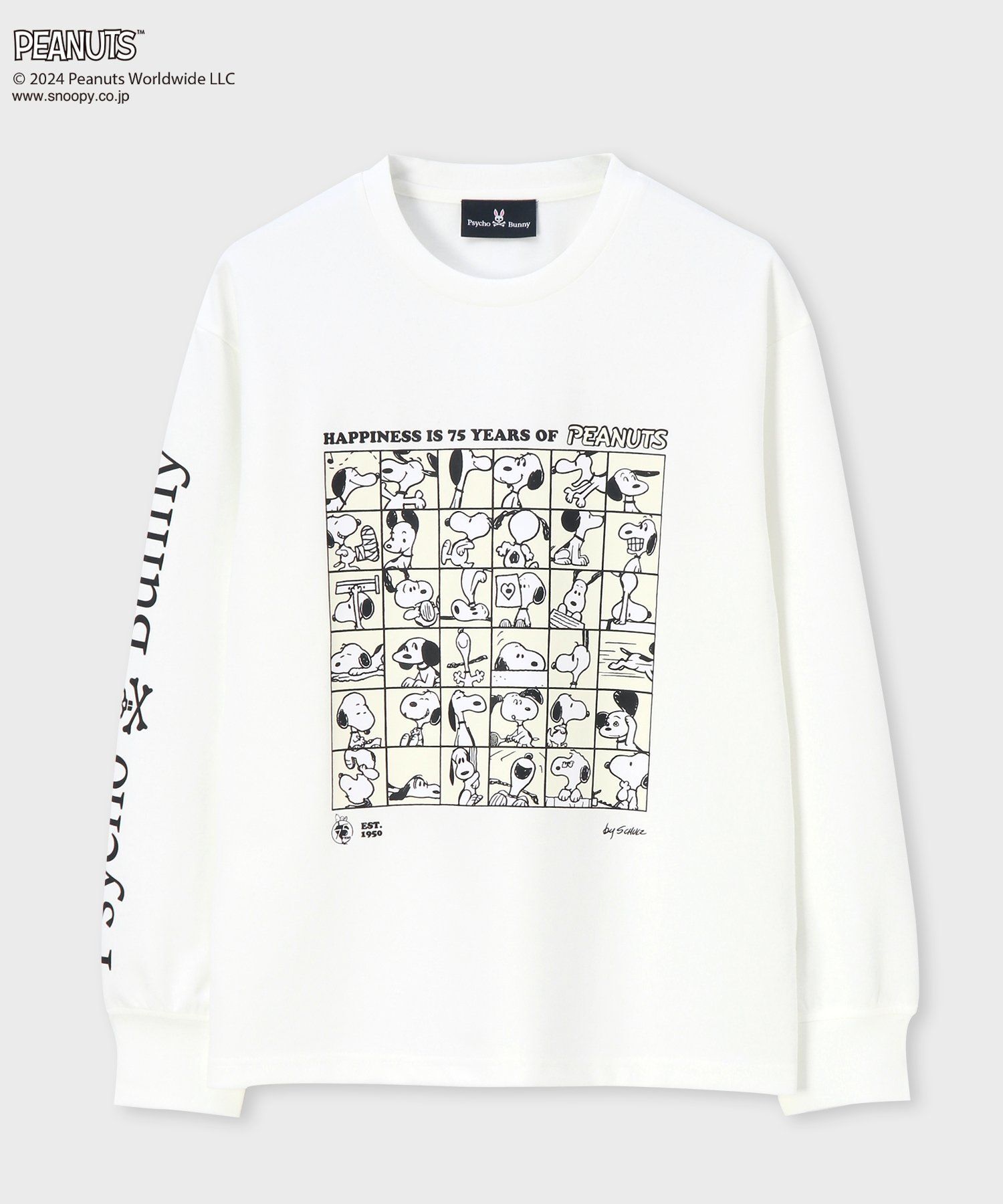 PEANUTS × Psycho Bunnyコラボ 75thデザイン ロングスリーブTシャツ｜Psycho Bunny｜サイコバニー  公式ブランドサイト – Psycho Bunny JAPAN Official Web Site