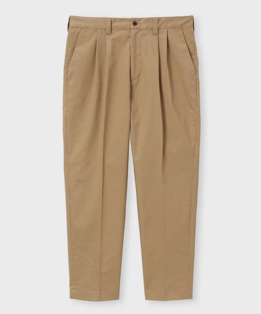 ストレッチ タックテーパード チノパンツ