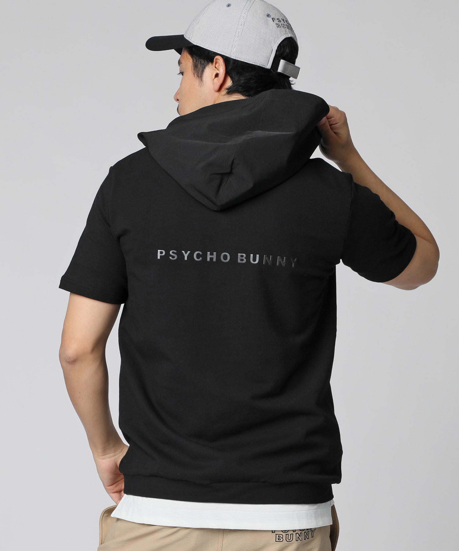EC限定]バイカラーデザイン ハーフジップ 半袖パーカ｜Psycho