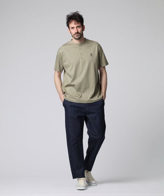 シルケットスムース ヘンリーネック Tシャツ