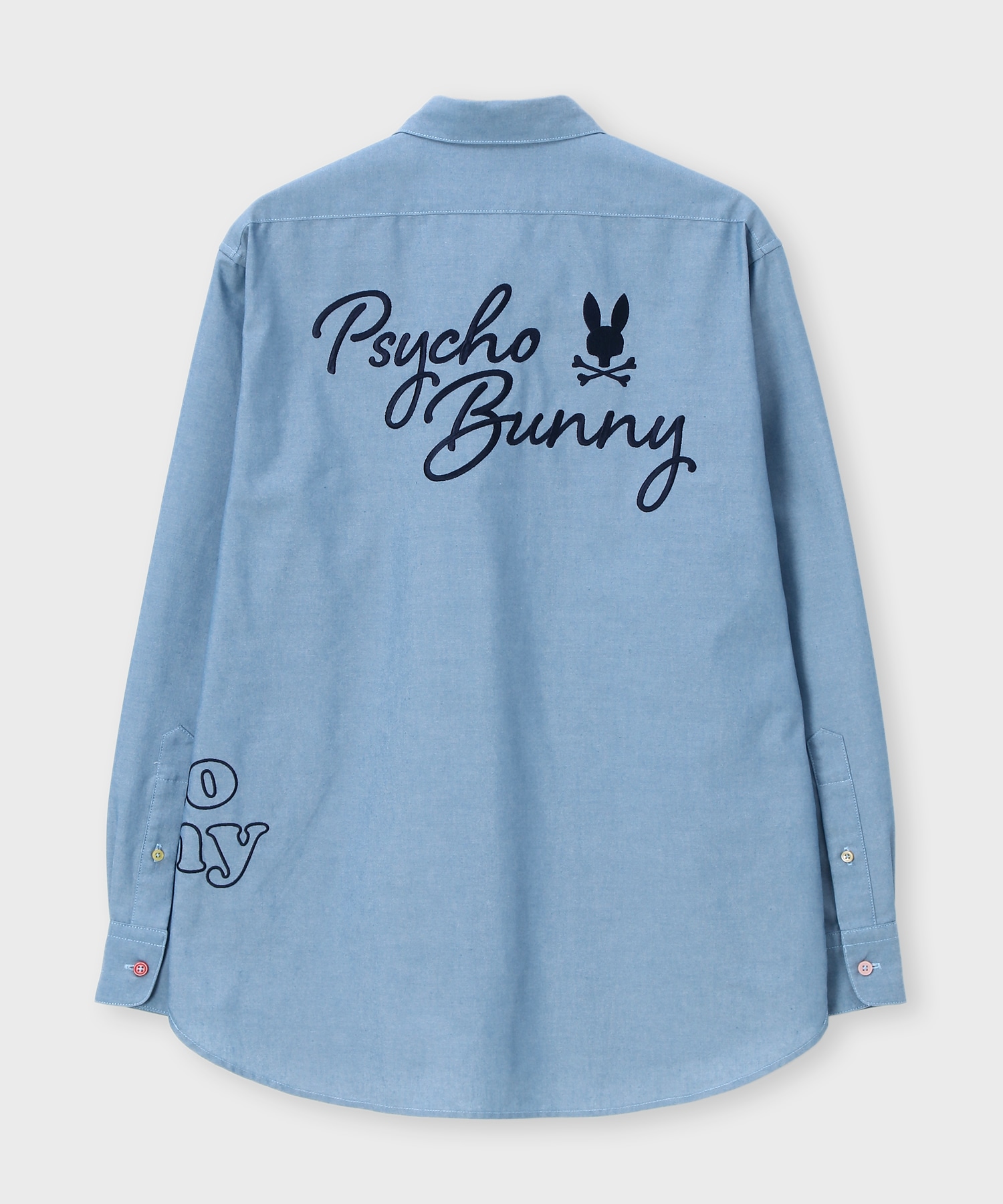 国内発/日本未入荷☆HARSH AND CRUEL☆ルーズ ボタン シャツ☆ エンブロイダリー ダンガリーワッシャー シャツ｜Psycho Bunny