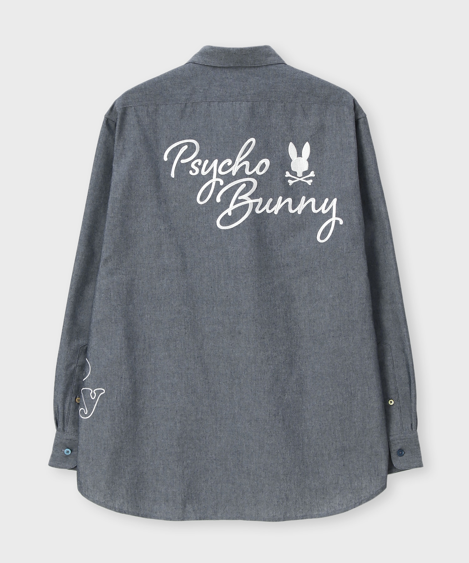 国内発/日本未入荷☆HARSH AND CRUEL☆ルーズ ボタン シャツ☆ エンブロイダリー ダンガリーワッシャー シャツ｜Psycho Bunny