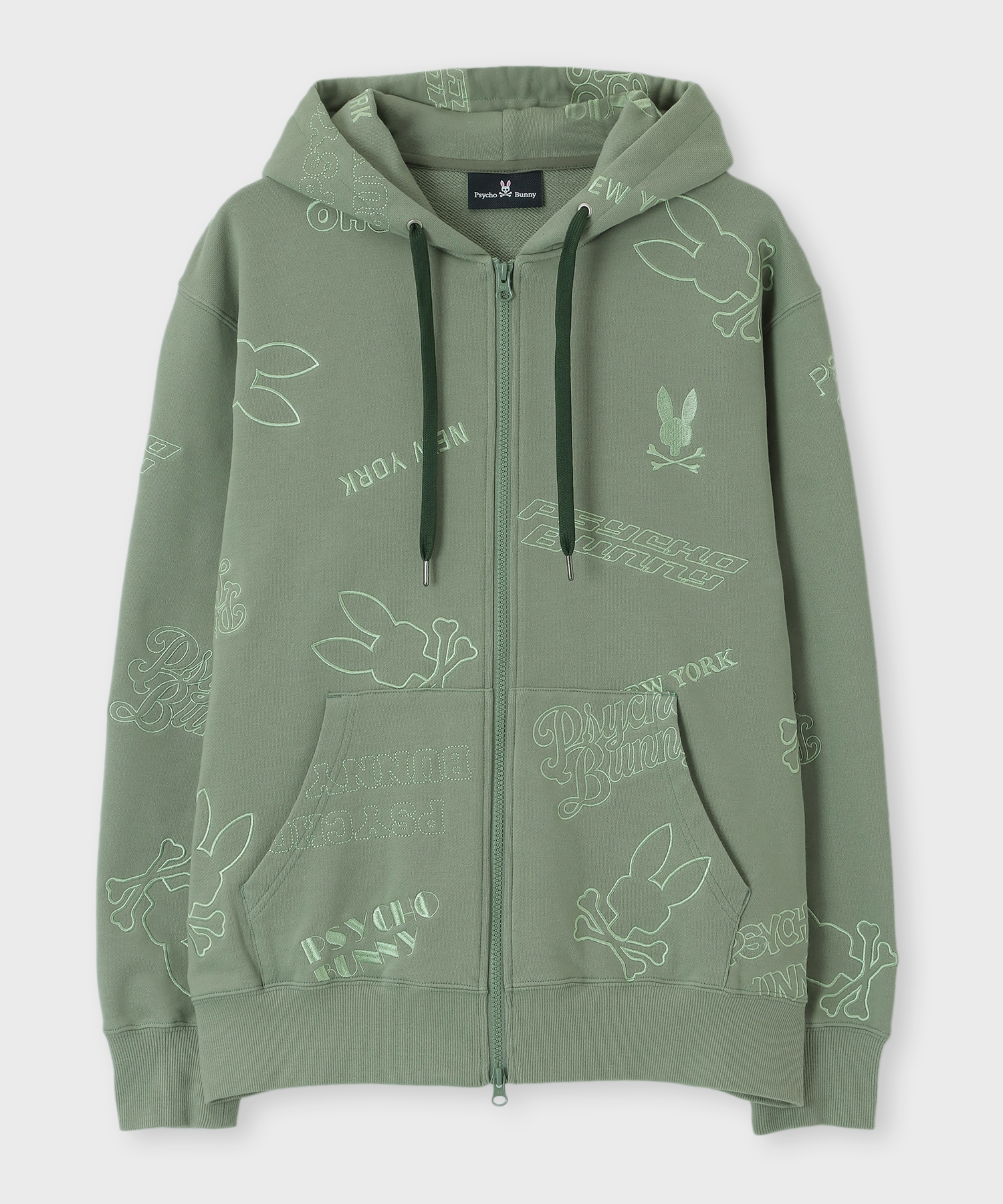 トニー・ムーア リック・リメンダー 直筆サイン Fear Agent 非売品 エンブロイダリーロゴパターン ジップパーカ｜Psycho Bunny