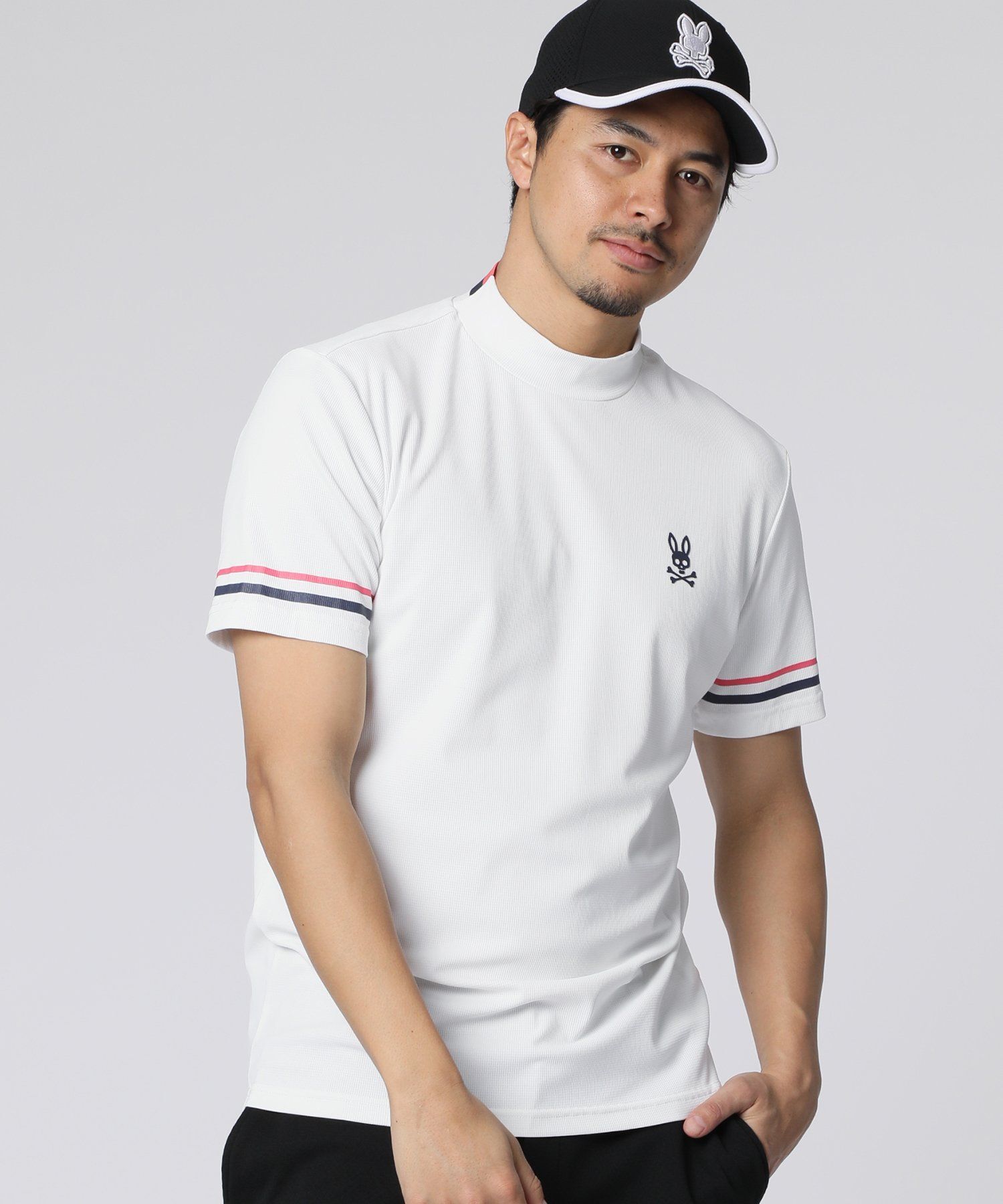 全国送料無料 GOLF]スリーブライン モックネックTシャツ｜Psycho Bunny メンズウェア