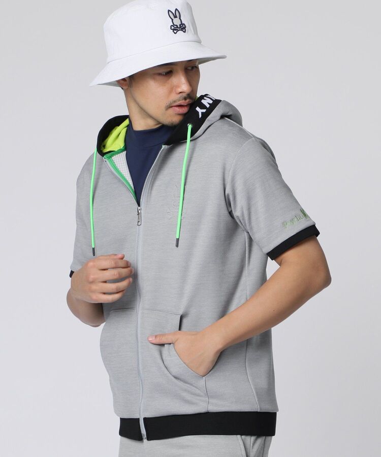 極美品 Psycho Bunny Golf ジャージ素材 半袖 パーカー GOLF]ダブルフェイスジャージ 半袖パーカ｜Psycho Bunny｜サイコ