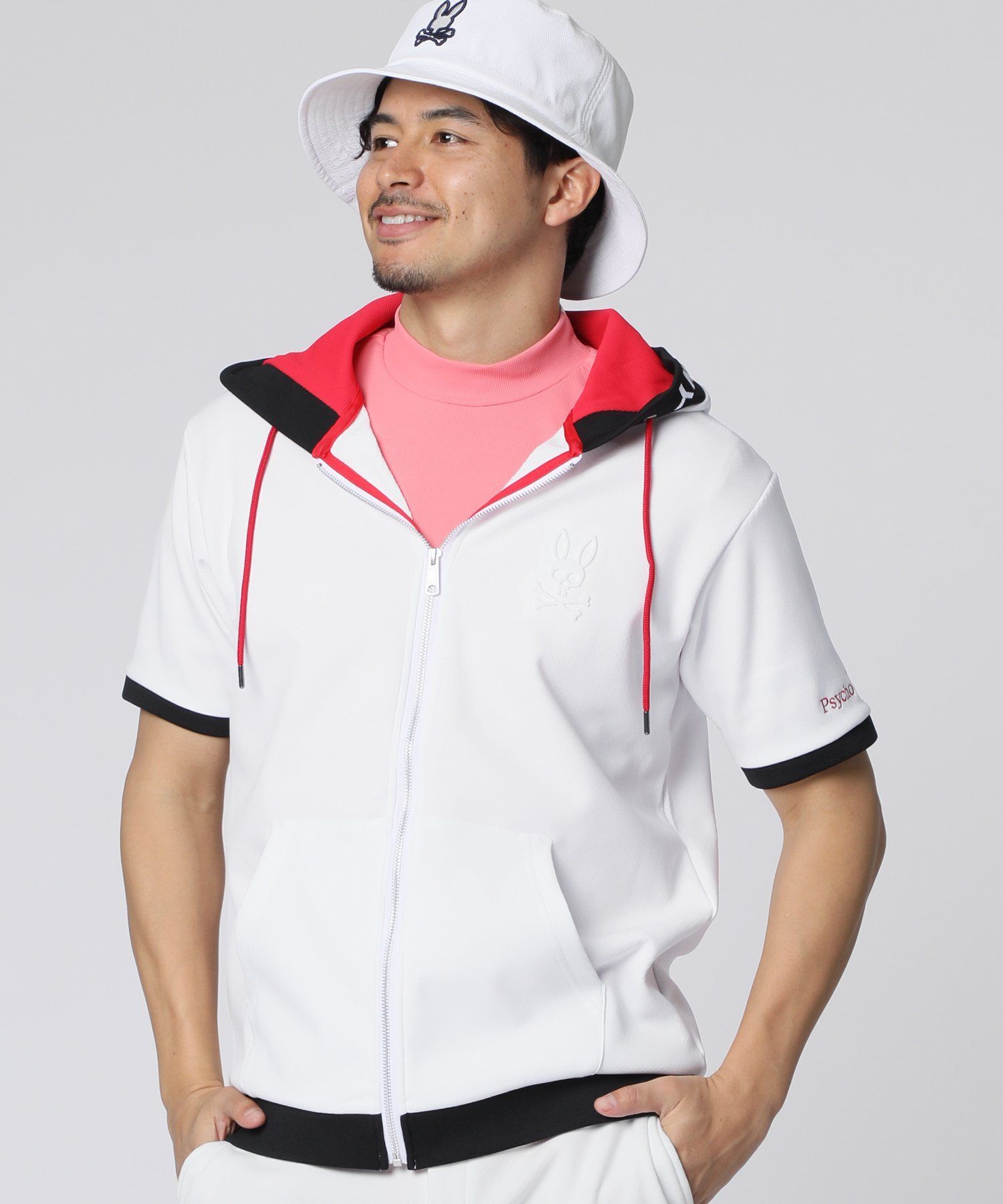 極美品 Psycho Bunny Golf ジャージ素材 半袖 パーカー GOLF]ダブルフェイスジャージ 半袖パーカ｜Psycho Bunny｜サイコ