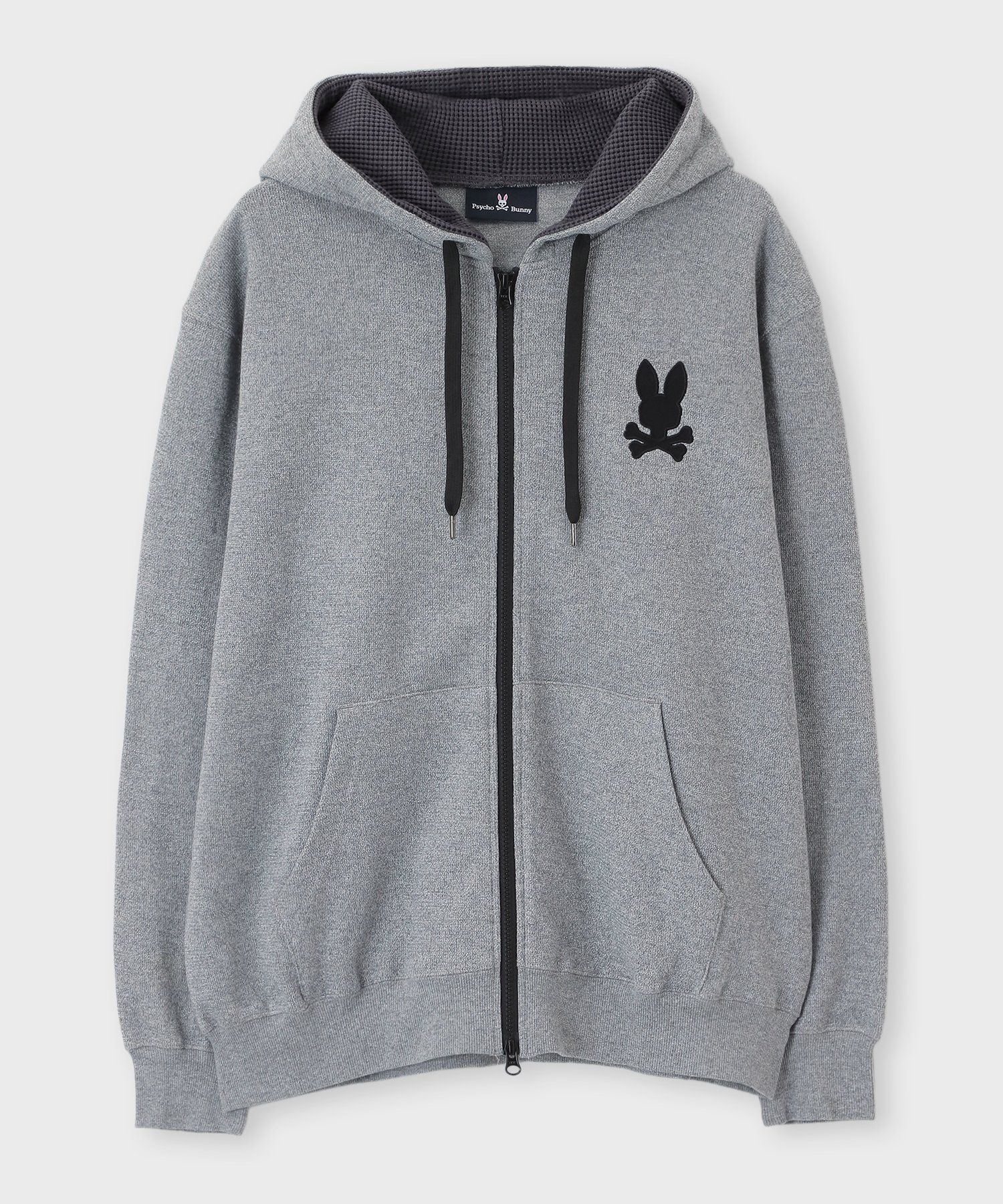 【サイコバニー】フーディー ジップ パーカー ゴルフ GOLF S グレー×白 Psycho Bunny - 【サイコバニー】フーディー ジップ パーカー