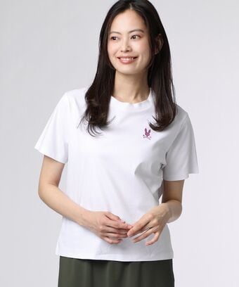 [WOMEN]シルケットスムース ワンポイントロゴ 　Tシャツ