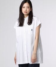 [WOMEN]フレンチスリーブ バンドカラーシャツ