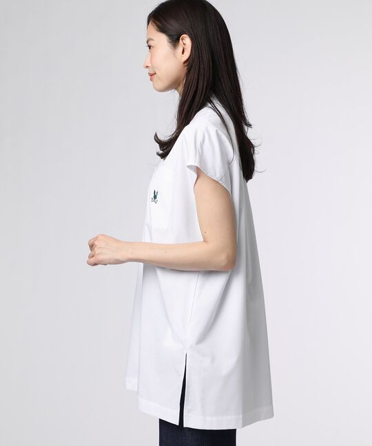 [WOMEN]フレンチスリーブ バンドカラーシャツ
