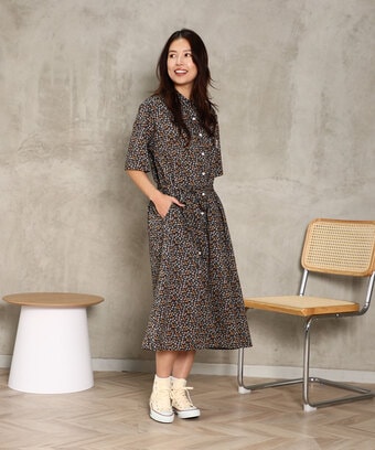 [WOMEN][LIBERTY] フラワープリント 　シャツワンピース