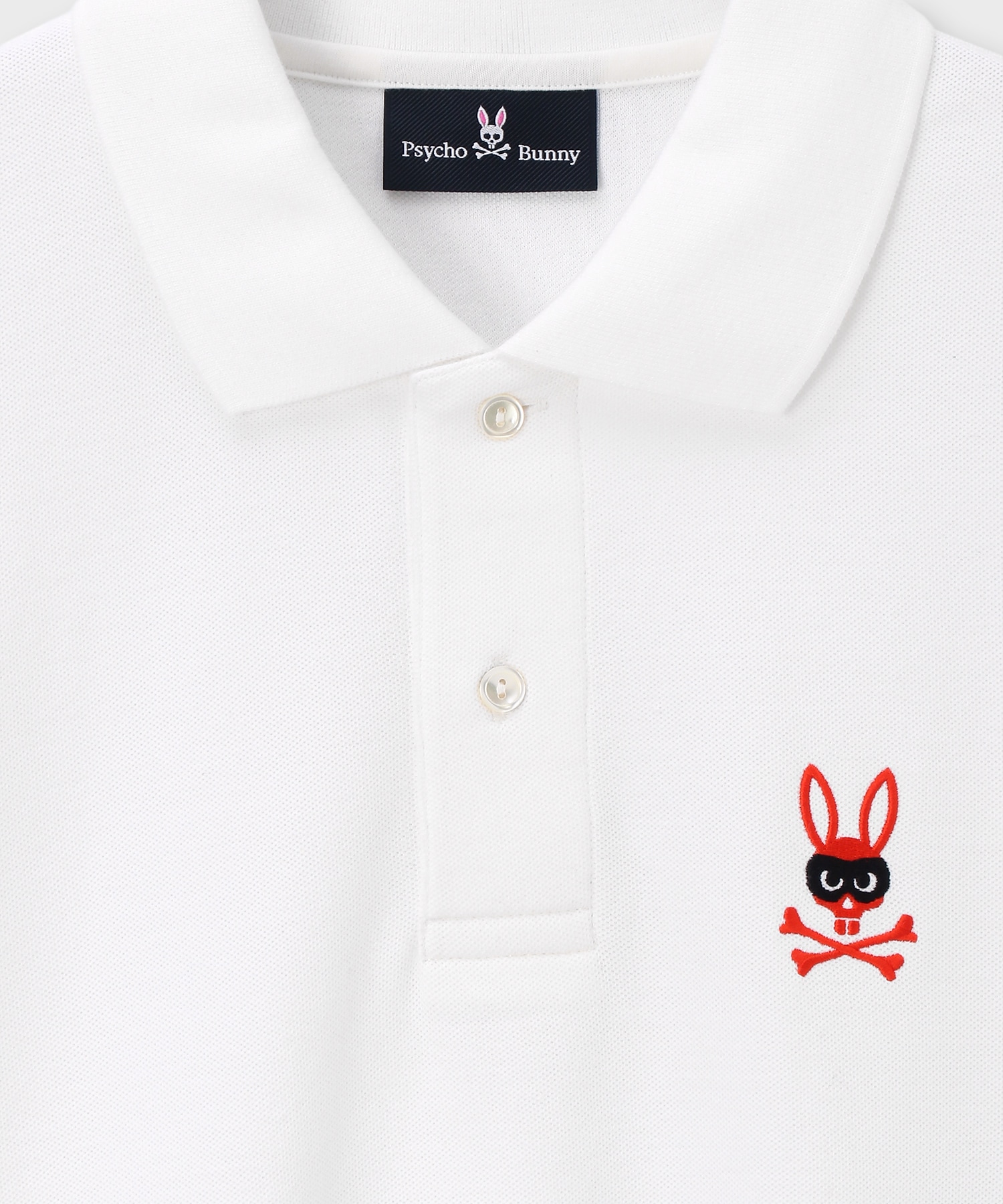 着用2回Psycho Bunnyサイコバニークレリックシャツ ホワイト×ピンクM 着用2回Psycho Bunnyサイコバニークレリックシャツ ホワイト