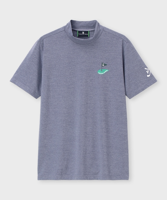 [GOLF]フラッグバニーロゴ メランジモックネックTシャツ