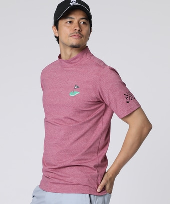 [GOLF]フラッグバニーロゴ メランジモックネックTシャツ