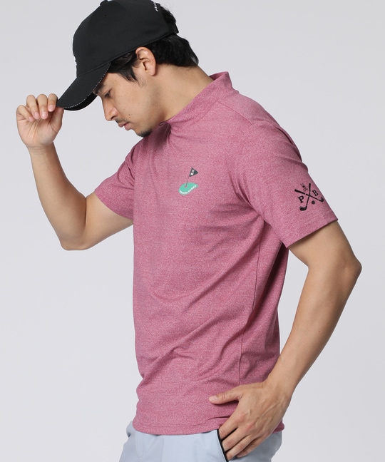 [GOLF]フラッグバニーロゴ メランジモックネックTシャツ