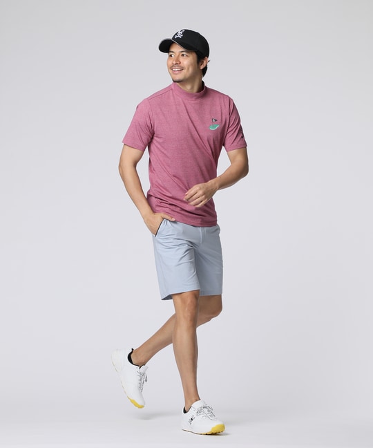 [GOLF]フラッグバニーロゴ メランジモックネックTシャツ
