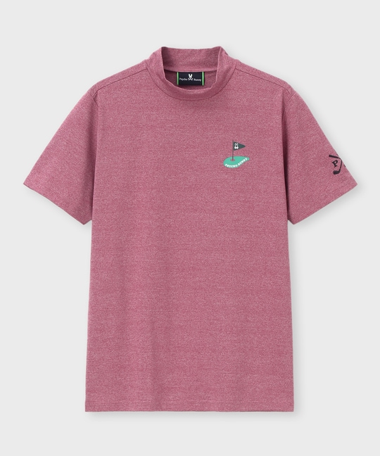 [GOLF]フラッグバニーロゴ メランジモックネックTシャツ