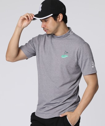 [GOLF]フラッグバニーロゴ メランジモックネックTシャツ