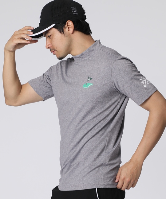 [GOLF]フラッグバニーロゴ メランジモックネックTシャツ