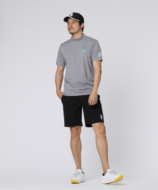 [GOLF]フラッグバニーロゴ メランジモックネックTシャツ