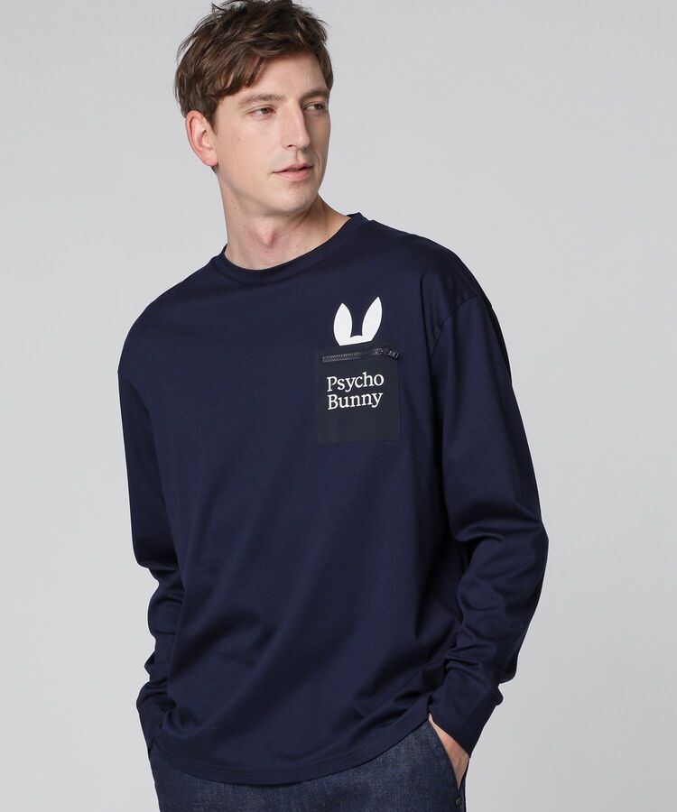 Psycho Bunny（サイコバニー）  メンズ アウター・シャツ NEWポケットバニー シルケットスムース ロングスリーブTシャツ