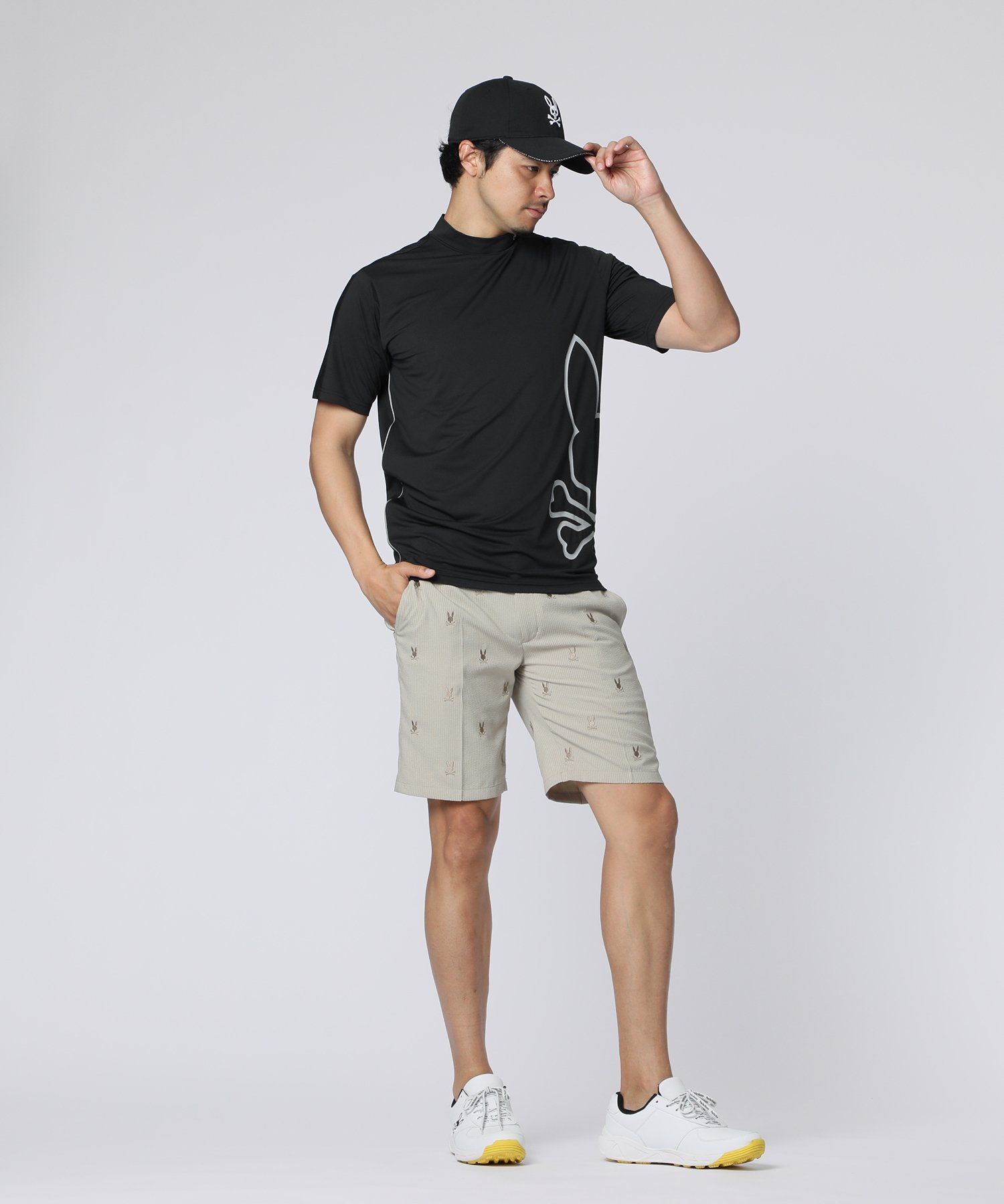 バビ　サイン　JP GO様 GOLF] パイピング シルエットロゴ モックネックTシャツ｜Psycho