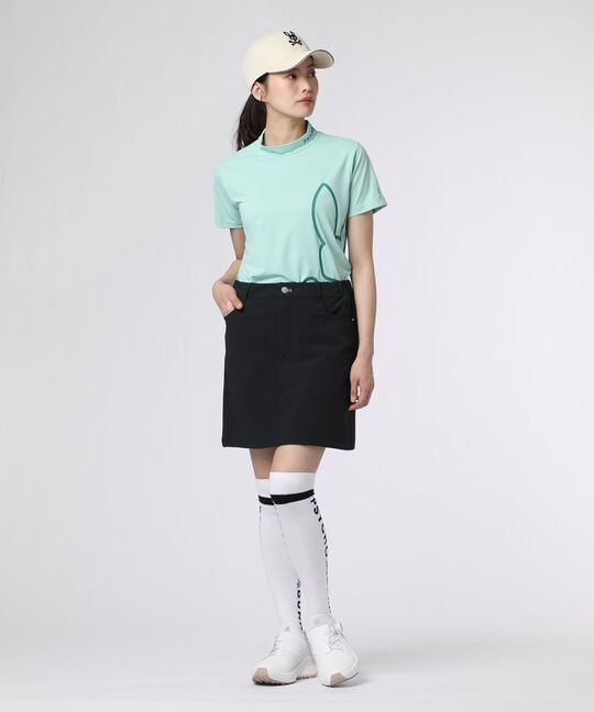 [GOLF] [WOMEN] パイピング シルエットロゴ モックネックTシャツ