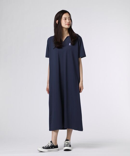 [WOMEN]ポンチ キーネック ワンピース